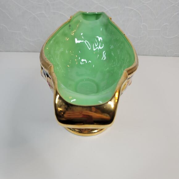 Vintage S A Leart Co‎ Elpa Alcobça Porcelain Serving Bowl 1930s Floral 24k Gold - Picture 5 of 14